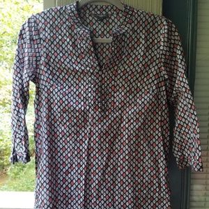 Talbots printed mid sleeve blouse